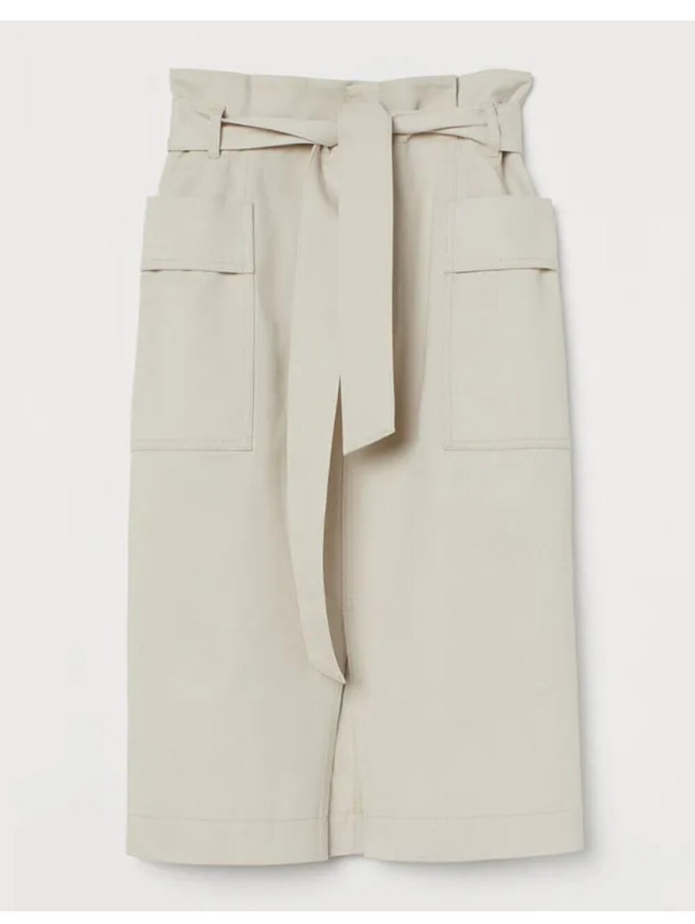 H&M Women's Cotton Cargo High-Waist Utility Pencil Khaki Skirt Size 10